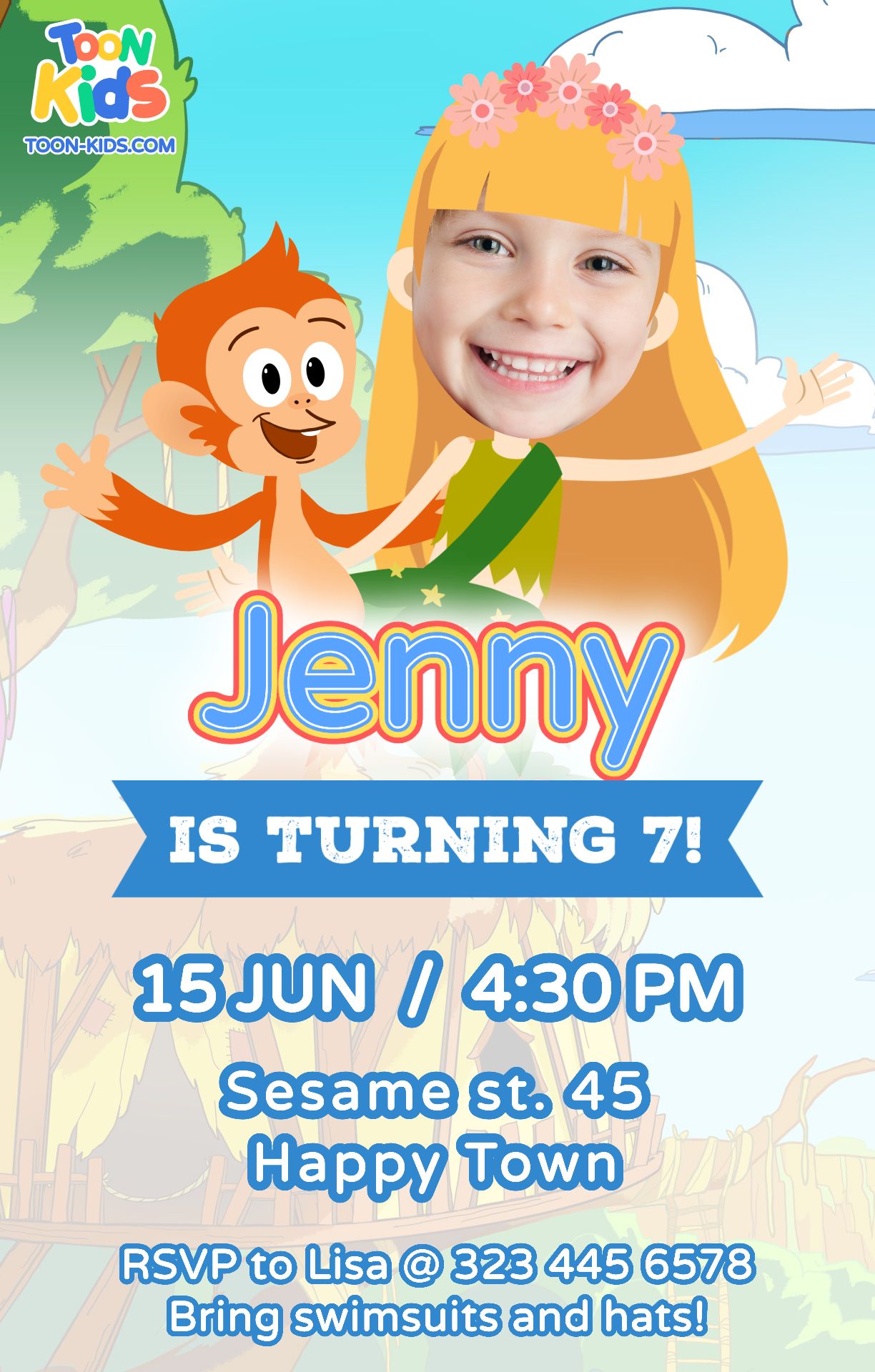 Jungle party invitation portrait