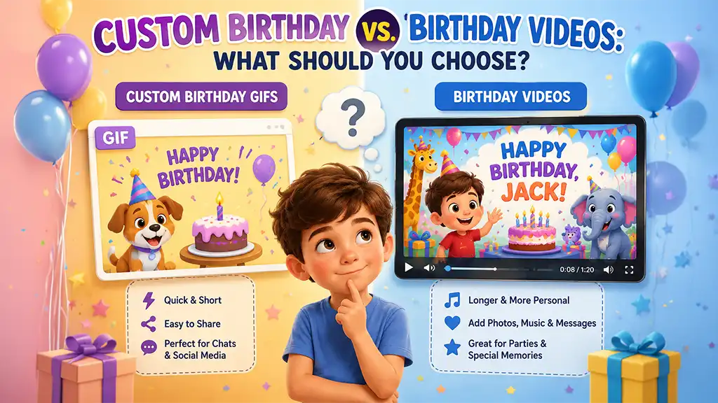 Custom Birthday GIFs vs. Birthday Videos: What Should You Choose? Custom Birthday GIFs vs. Birthday Videos: What Should You Choose?